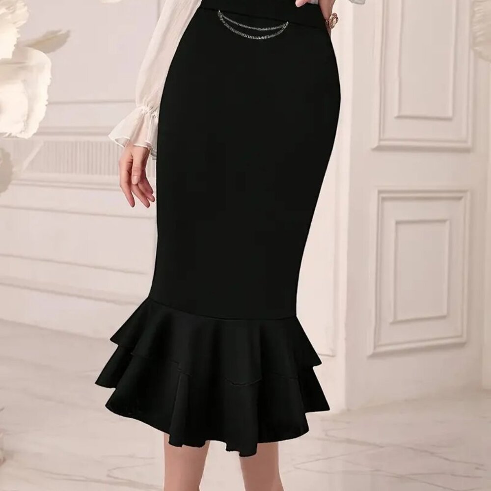 Elegant Mermaid Tail Midi Skirt - Picture 4 of 4